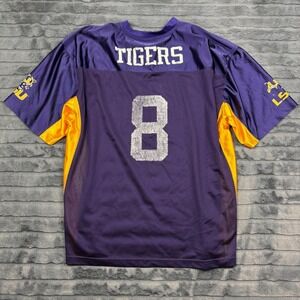 LSU Tigers NCAA Football Jersey Purple Gold Mesh Number 8 Mens 2XL KA Inc